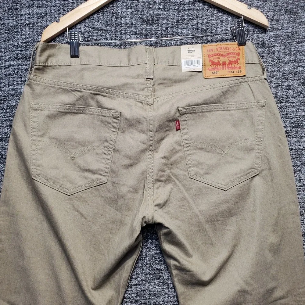 Levis 559 Relaxed Straight Jeans Mens 34x36 NWT Khaki Tan 100% Cotton Pants New
